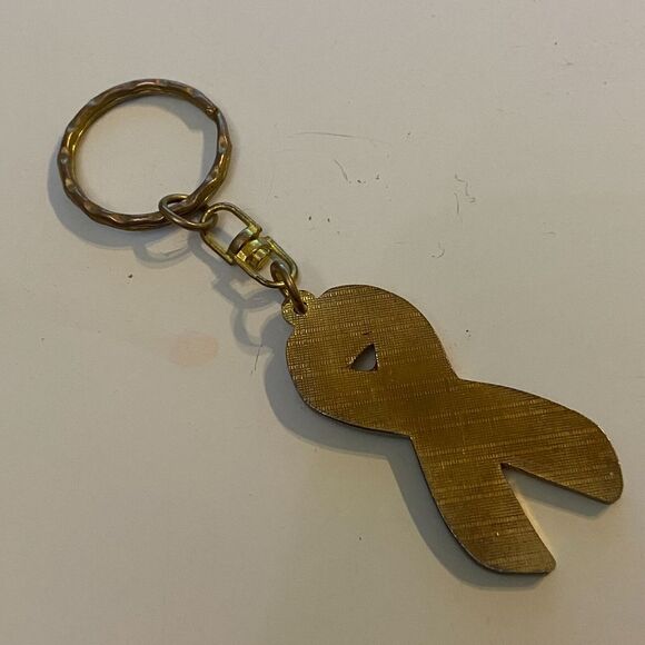 Yellow Ribbon Keychain Bladder Cancer Awareness Charm Single Sided Souvenir - Picture 4 of 5